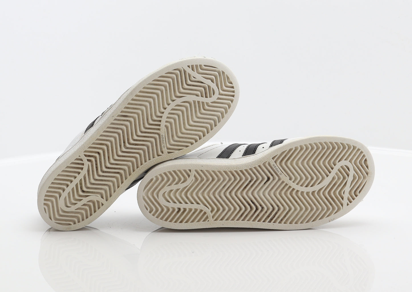 adidas Boys White Striped Synthetic Trainer UK 2 - Superstar