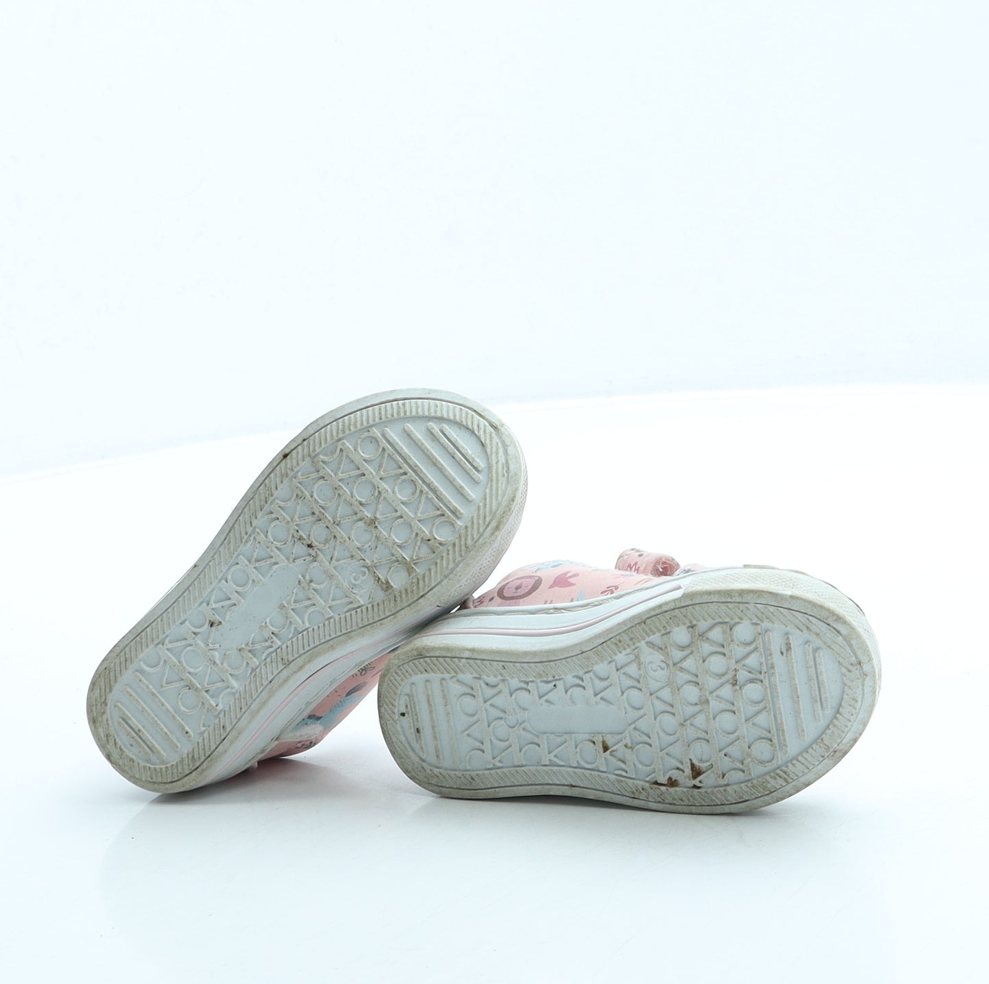 F&F Girls Pink Geometric Leather Trainer UK 3 19 - Zoo animals