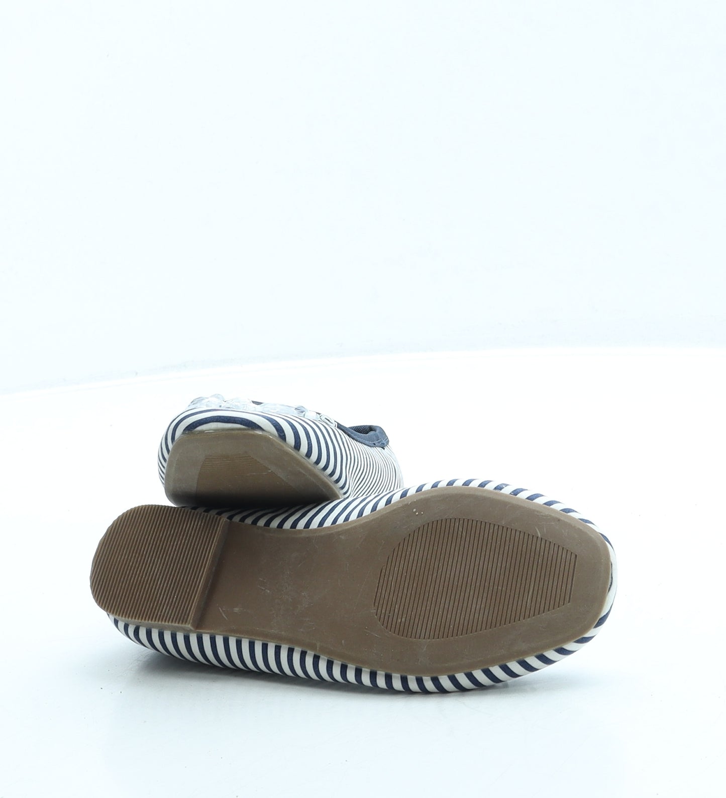 F&F Girls Blue Striped Polyester Ballet Flat UK 10 28