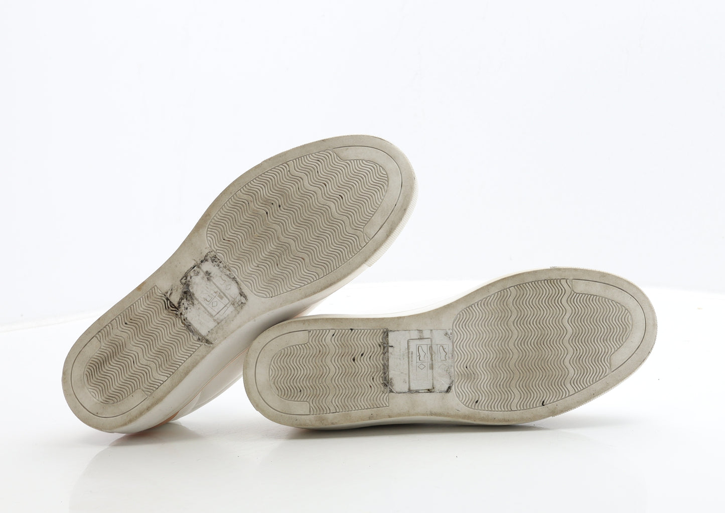 Primark Womens White Leather Trainer UK 6 39 - Gold Detail