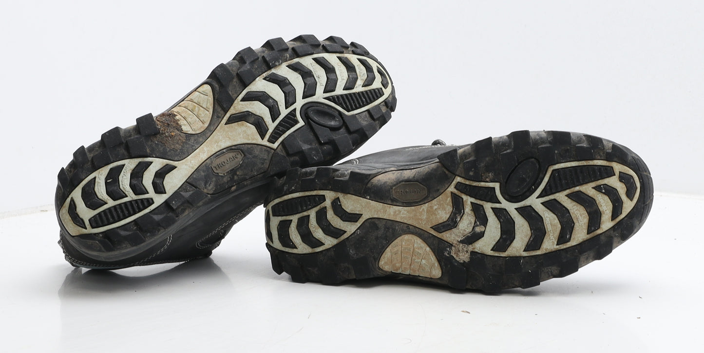 Trojan Mens Grey Geometric Leather Trainer UK 7 40