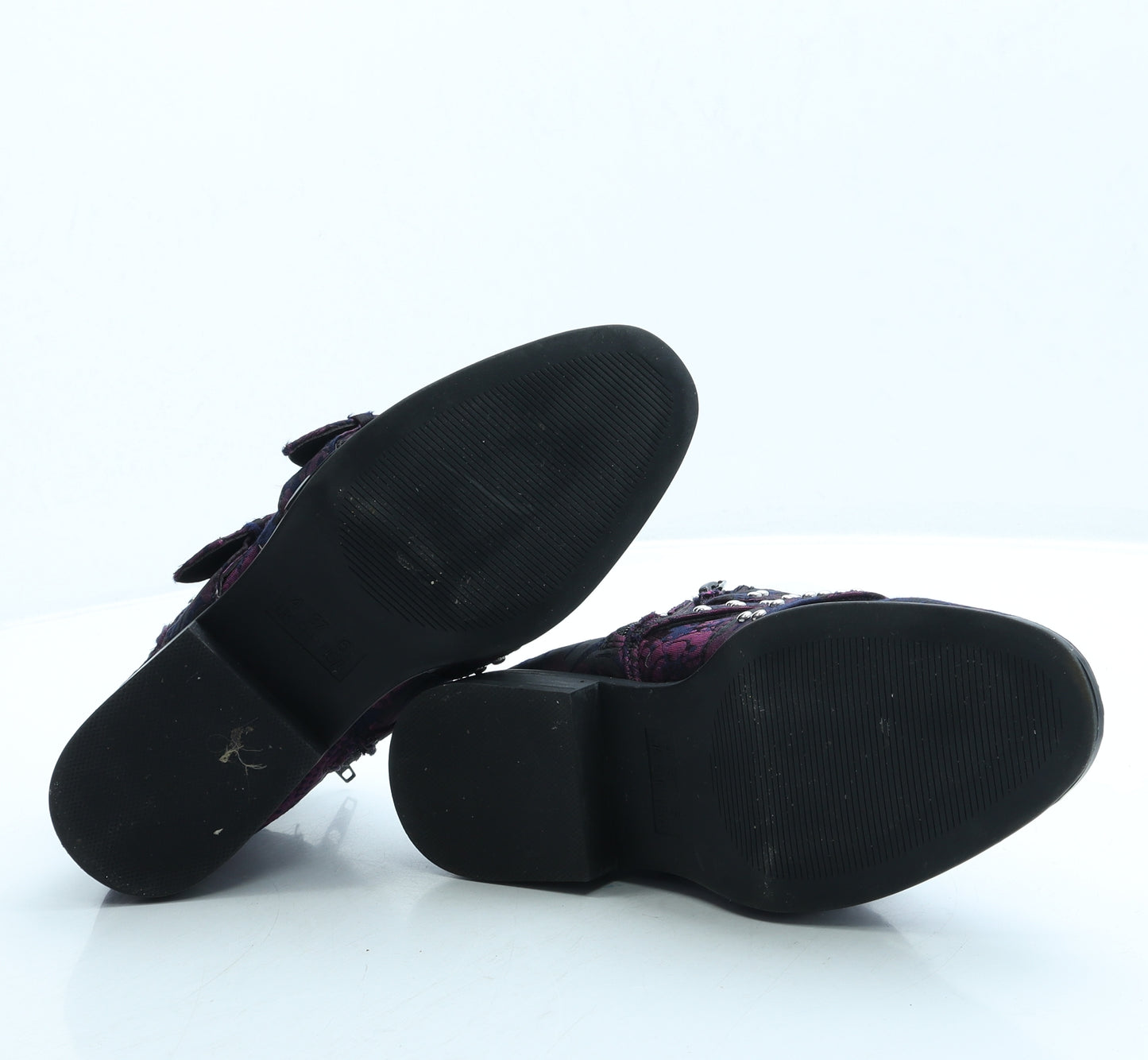 Primark Womens Purple Floral Polyester Biker Boot UK 4 37 US 6