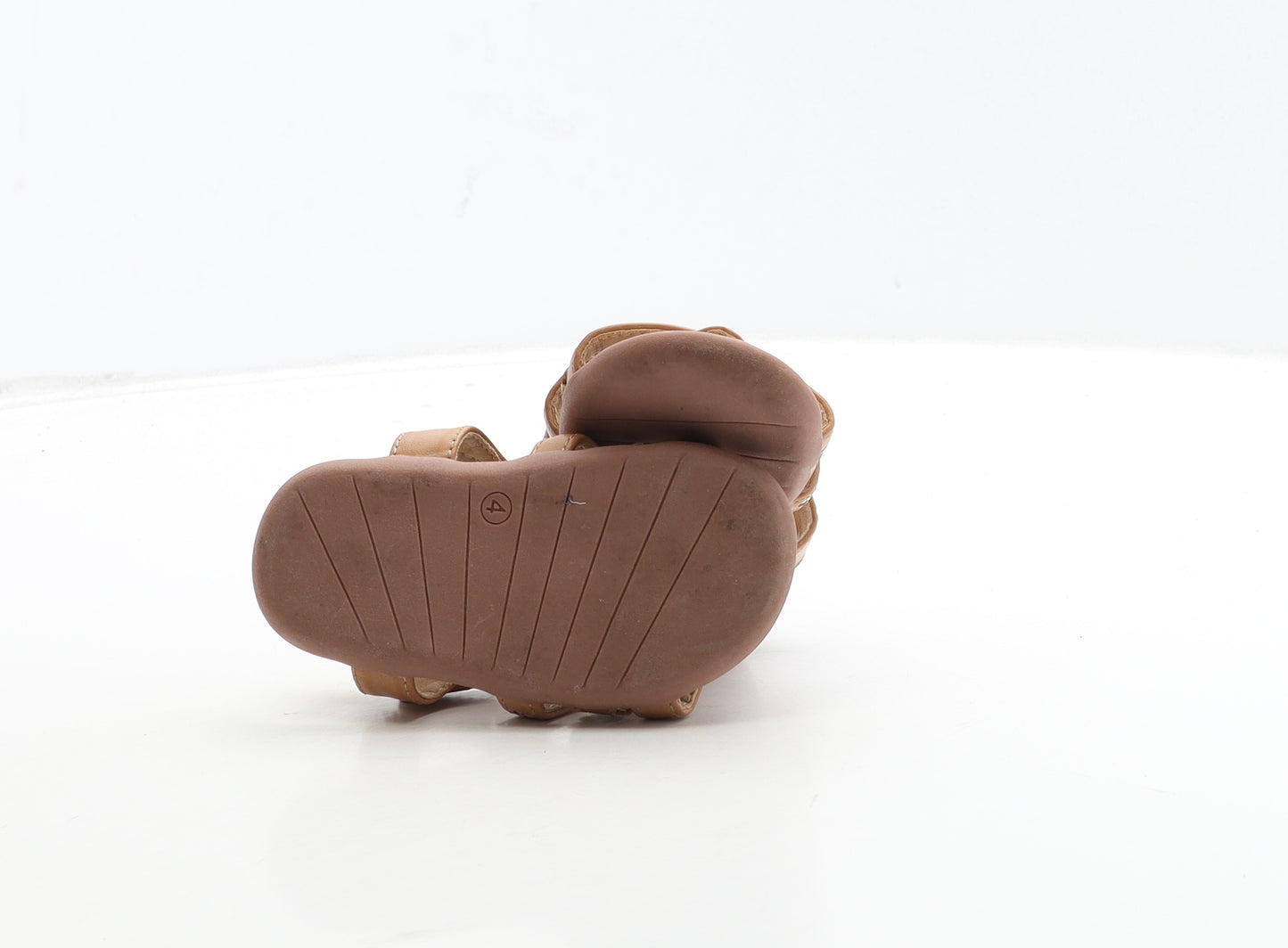 George Girls Brown Leather Fisherman Sandal UK 4 21 - Heart Detail