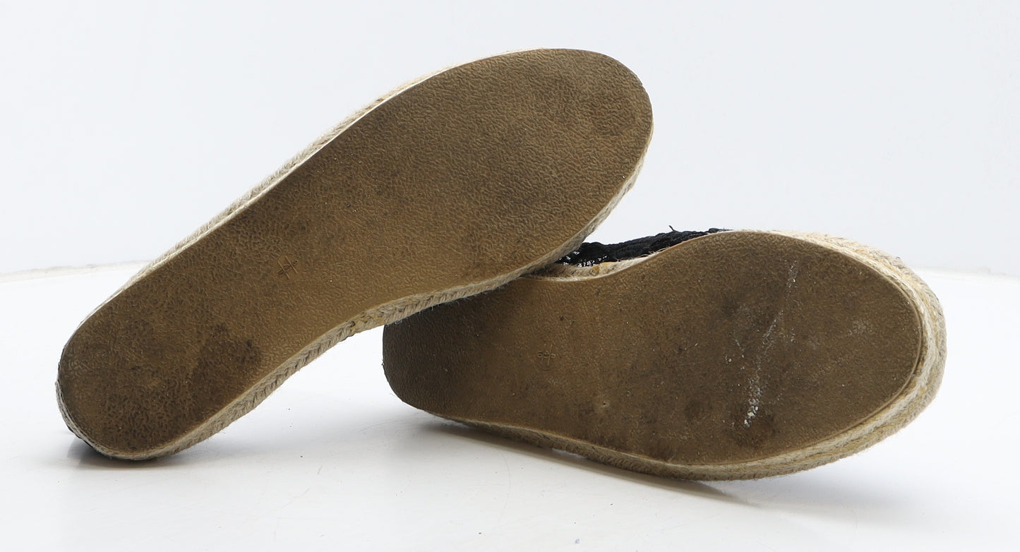 Primark Womens Black Floral Synthetic Moccasin Flat UK 8 41