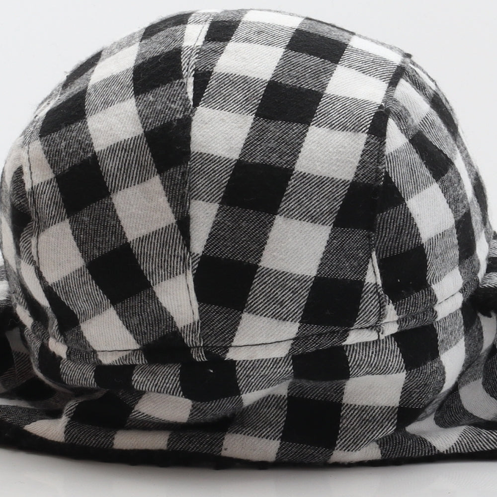 Primark Mens Black Check Polyester Trapper Hat Size M