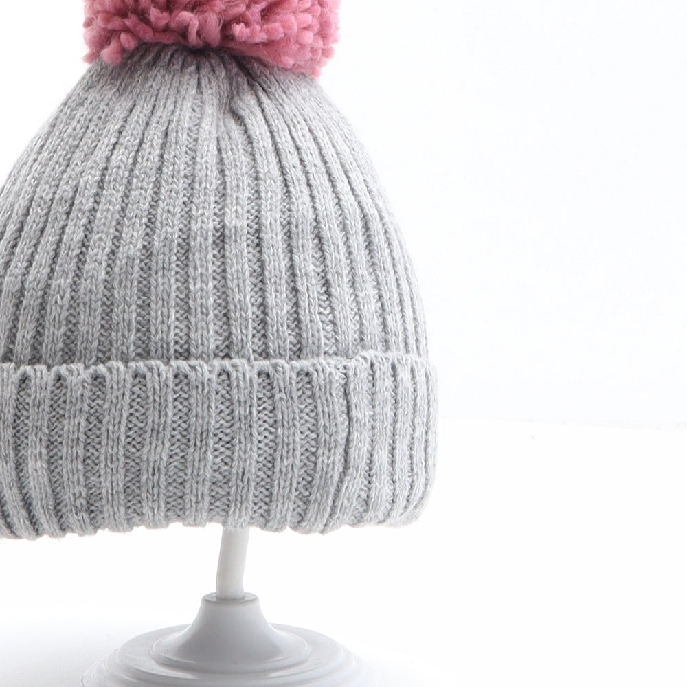 Sainsbury's Girls Grey Acrylic Bobble Hat One Size