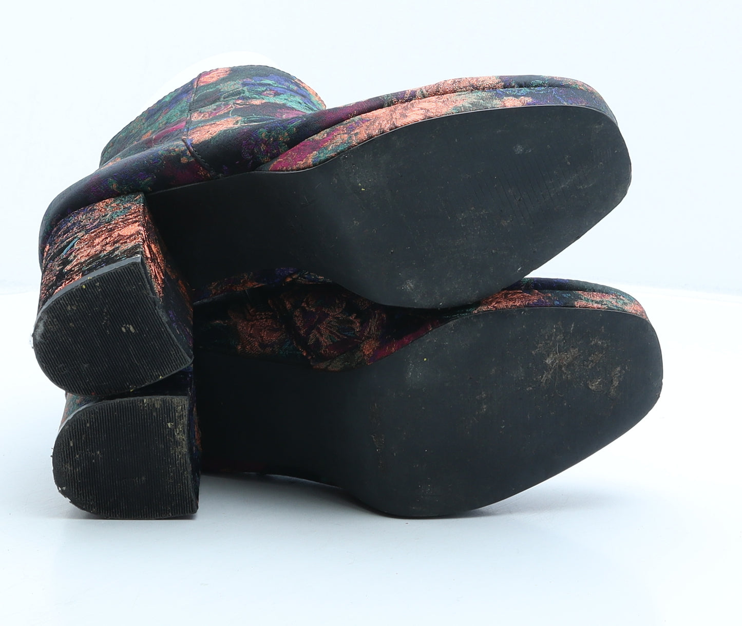 Primark Womens Multicoloured Floral Suede Platform Boot UK 6 39