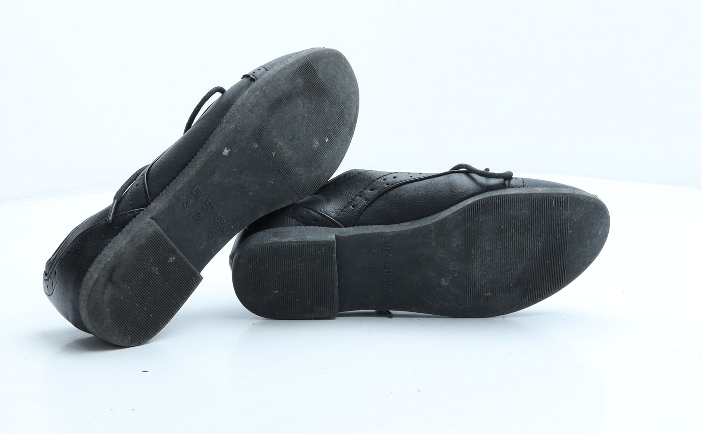 Atmosphere Womens Black Synthetic Oxford Casual UK 3 - Brogue Detail