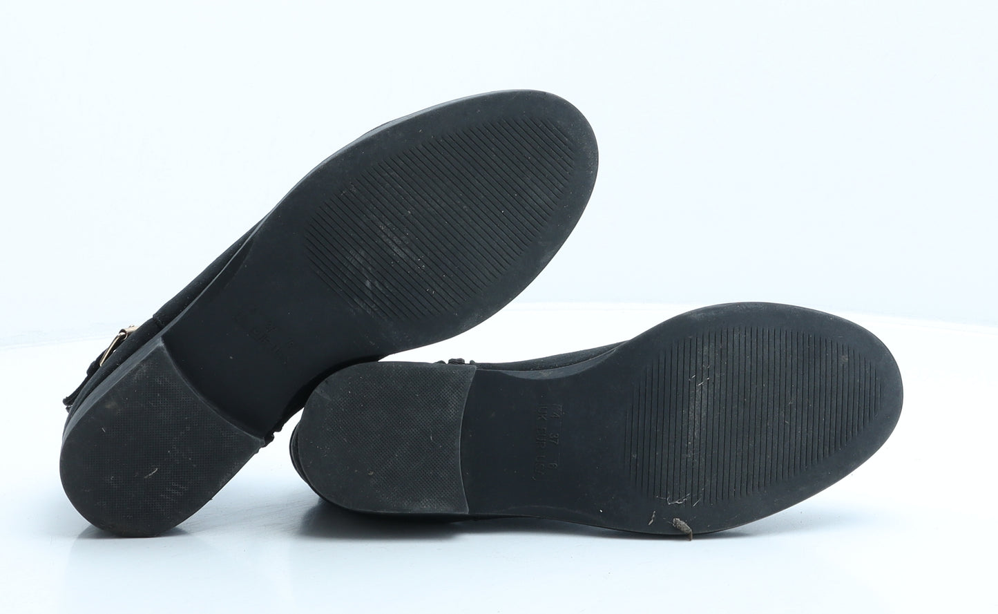 Preworn Womens Black Suede Biker Boot UK 4