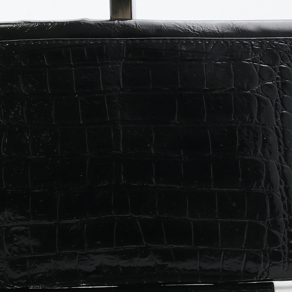 Dorothy Perkins Womens Black PVC Clutch Size Small - Croc Texture