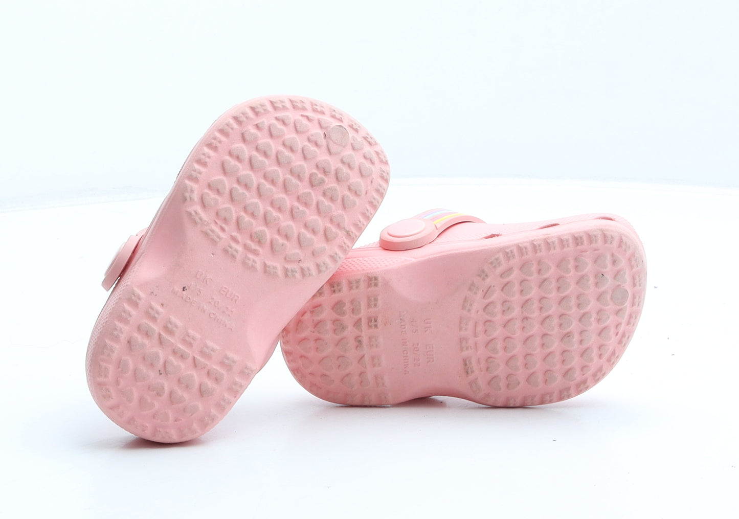 Preworn Girls Pink Rubber Clog Casual UK 4 - Hearts