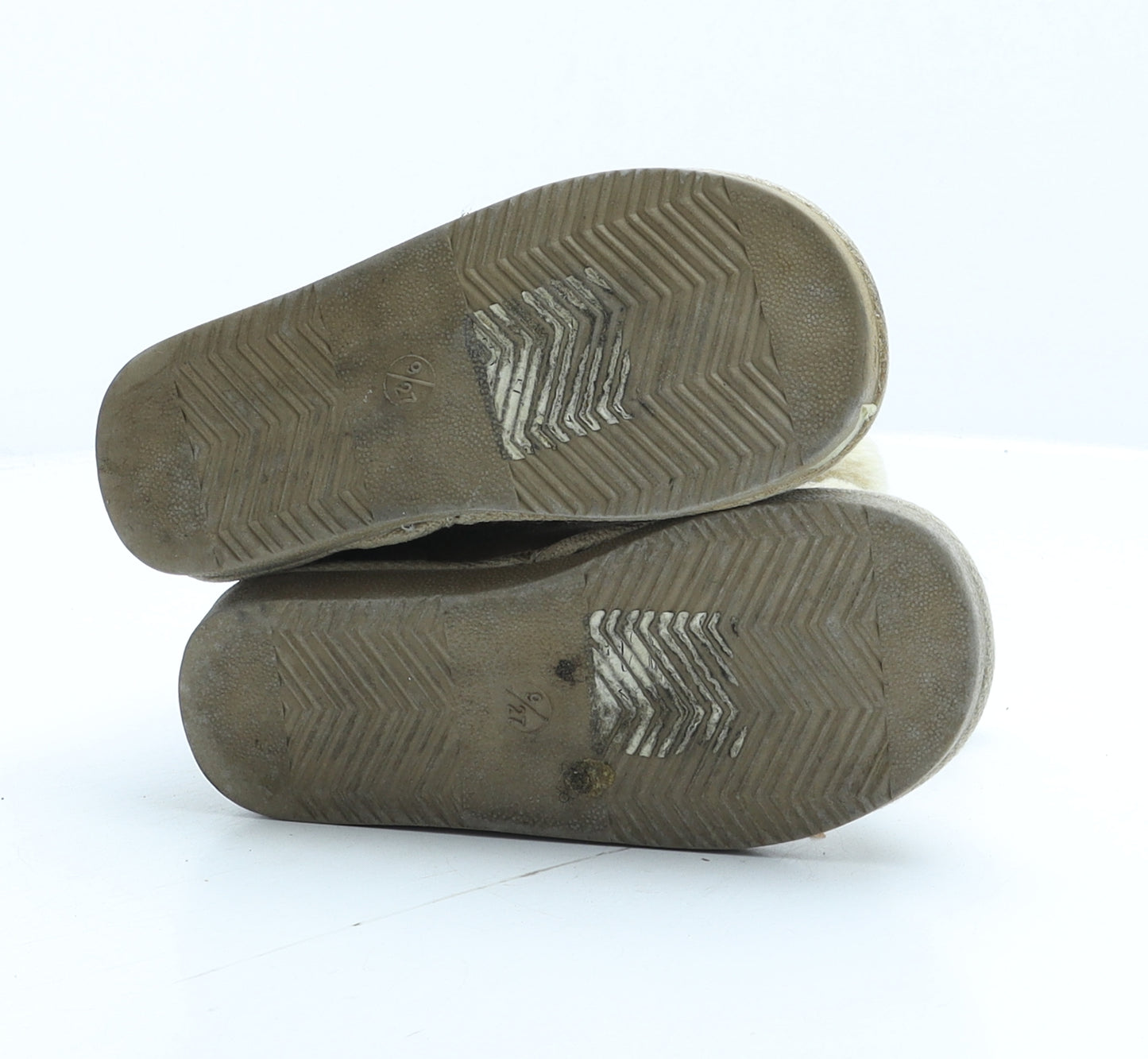 Preworn Girls Beige Fair Isle Synthetic Shearling Style Boot UK 9 27 - Pom-Pom