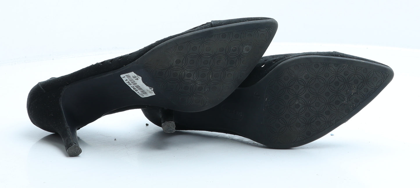 Preworn Womens Black Fabric Court Heel UK 4 37