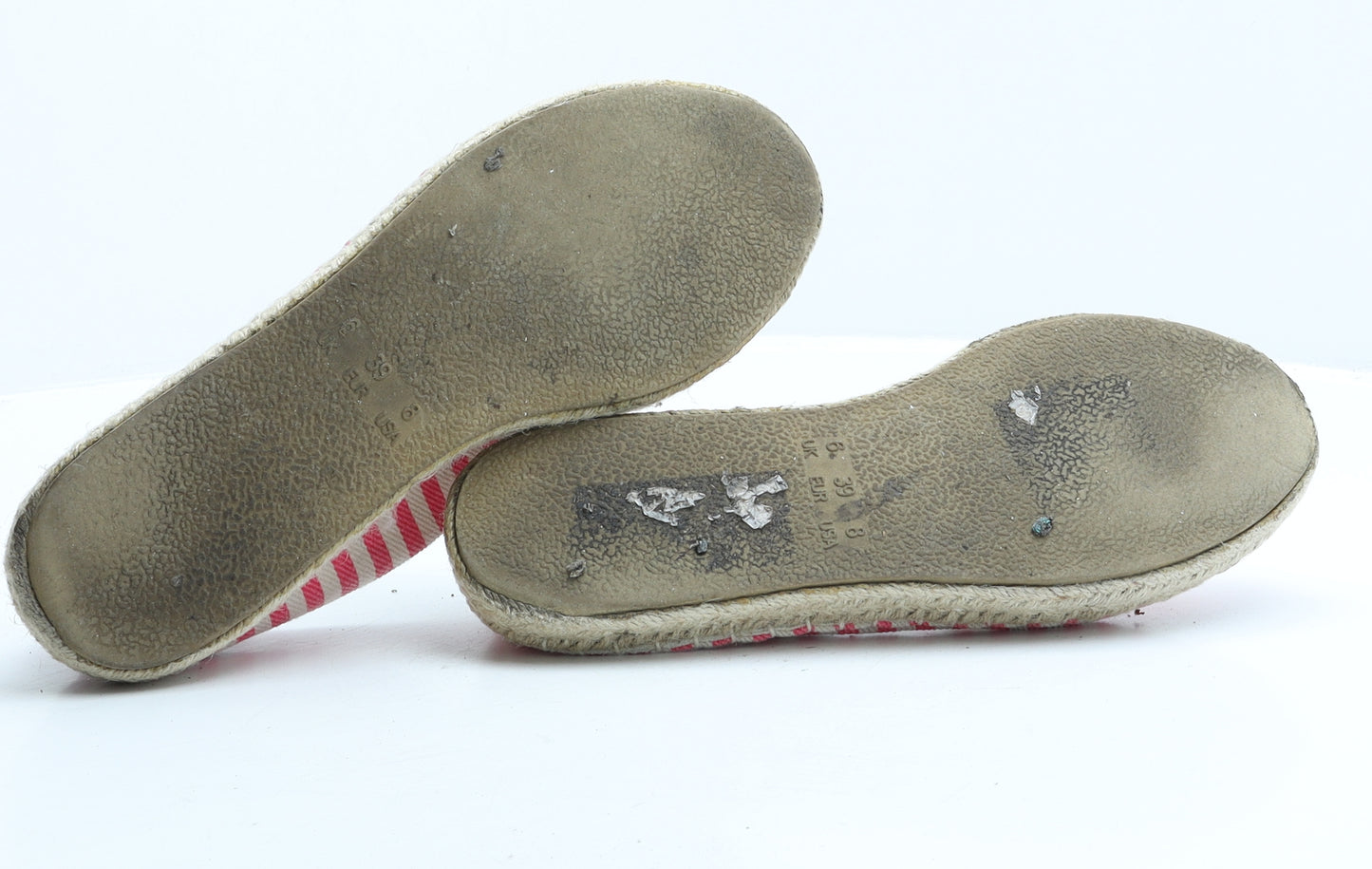 Primark Womens Pink Striped Fabric Slip On Casual UK 6 - Flamingo