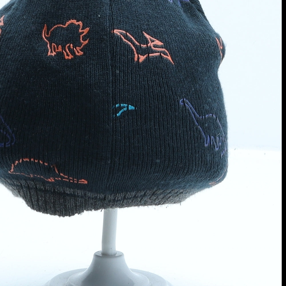 F&F Boys Blue Geometric Acrylic Beanie One Size - Dinosaur