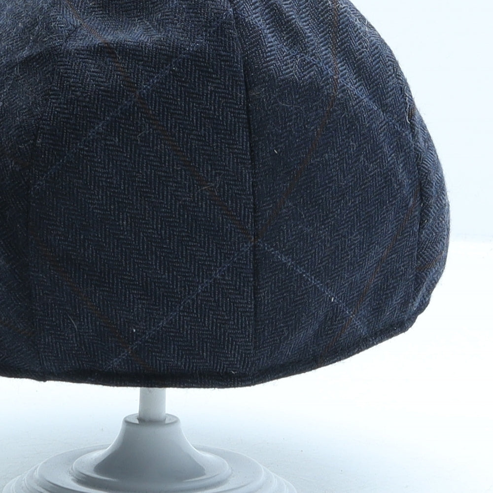 Marks and Spencer Mens Blue Plaid Polyester Flat Cap Size M