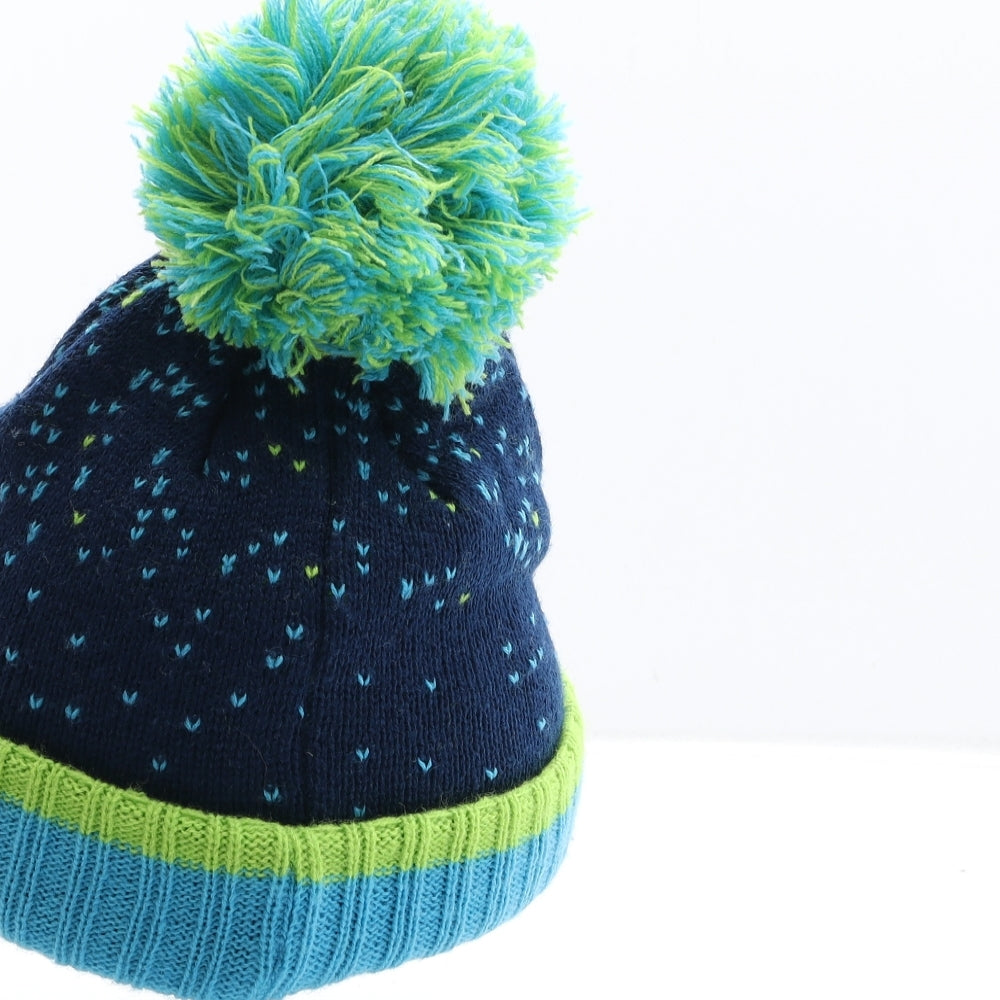 Nutmeg Boys Blue Geometric Acrylic Bobble Hat Size S - Peppa Pig