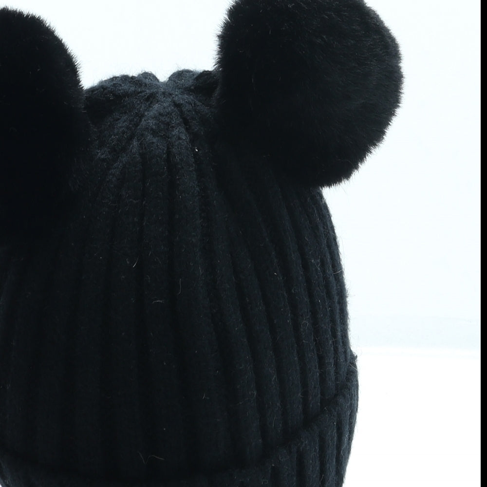 Lipsy Womens Black Acrylic Bobble Hat One Size - Pom Pom