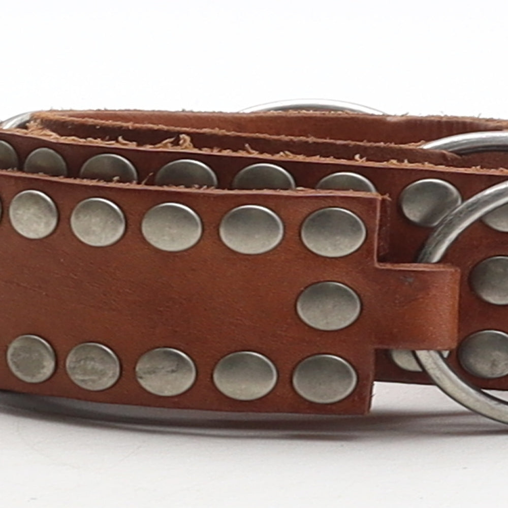 Jigsaw Womens Brown Solid Leather Studded Belt Belt Size L