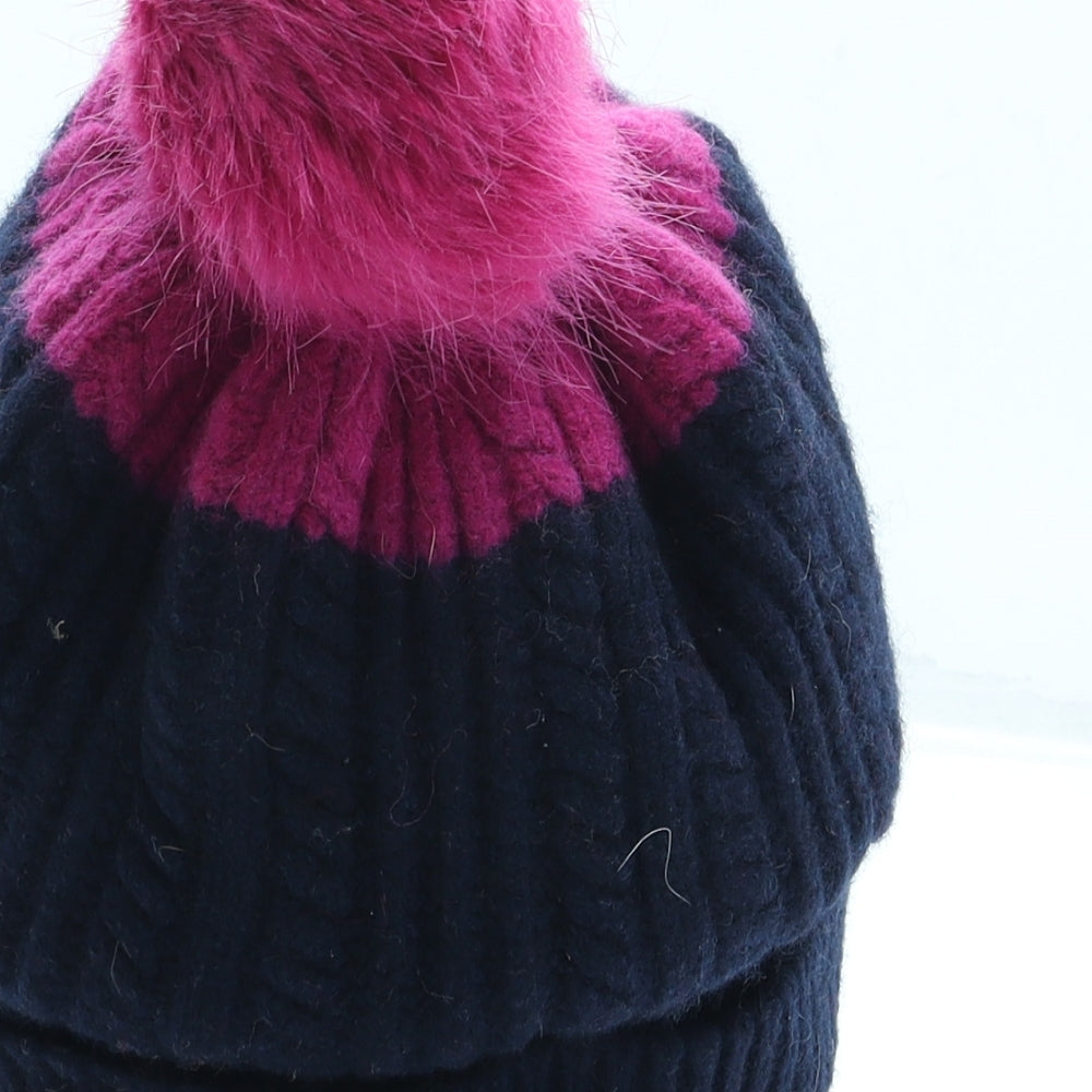 Joules Womens Blue Acrylic Bobble Hat One Size - Pom Pom