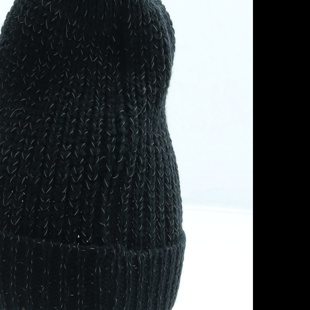 Preworn Girls Black Acrylic Bobble Hat One Size