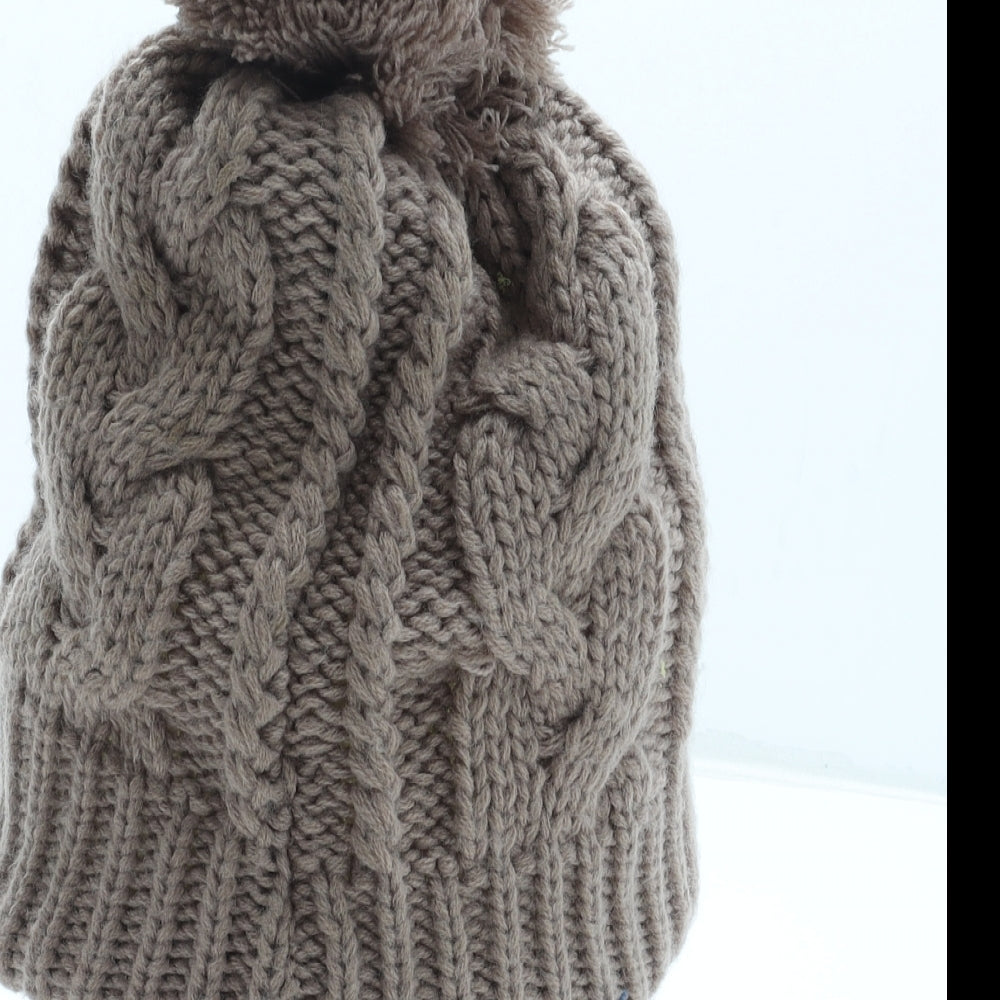 Winter Collections Womens Brown Acrylic Bobble Hat One Size