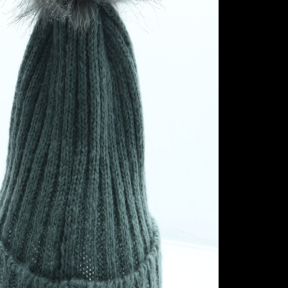 Pieces Womens Grey Acrylic Bobble Hat One Size
