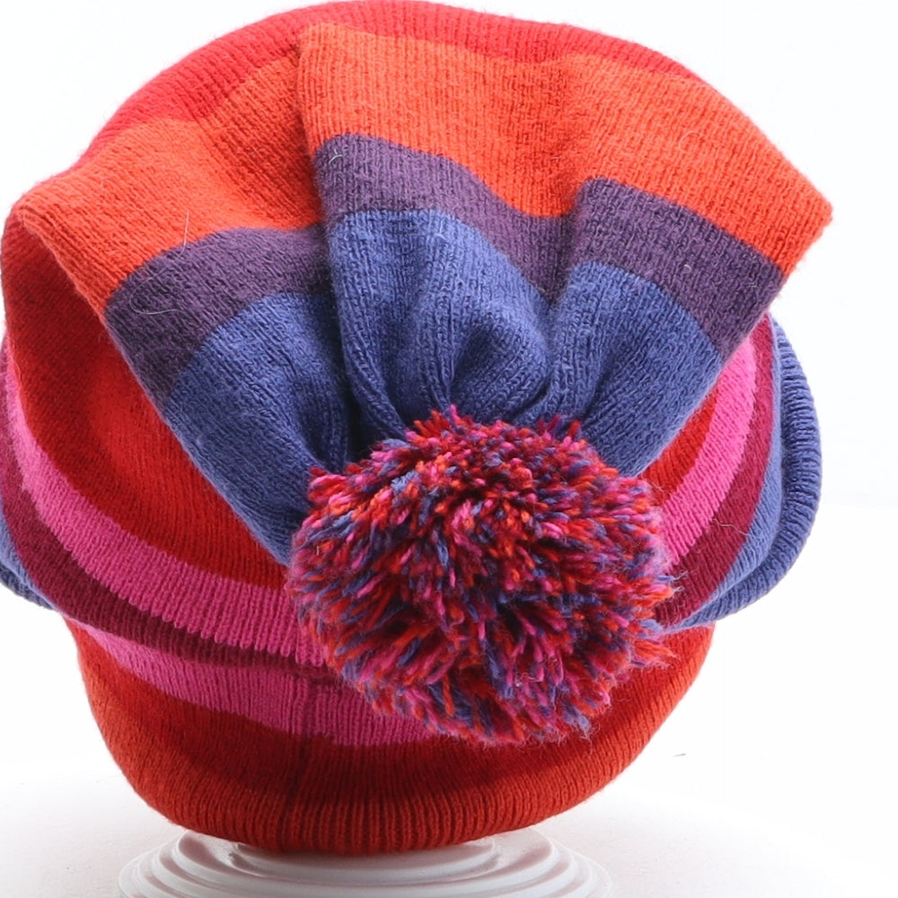 Atmosphere Womens Multicoloured Striped Acrylic Bobble Hat One Size