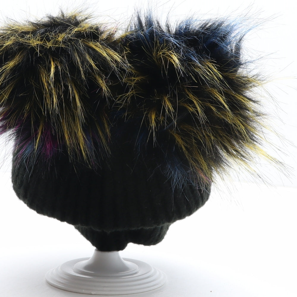 Topshop Womens Black Acrylic Bobble Hat One Size