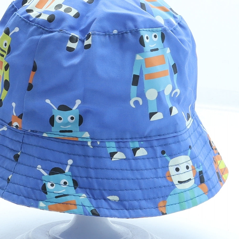 JIGLZ Boys Blue Geometric 100% Cotton Bucket Hat Size S - Robots