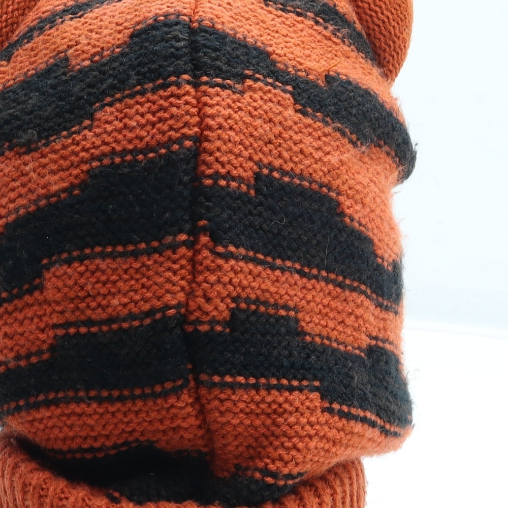 John Lewis Boys Orange Striped Acrylic Balaclava Size S - Size 6-8 Years