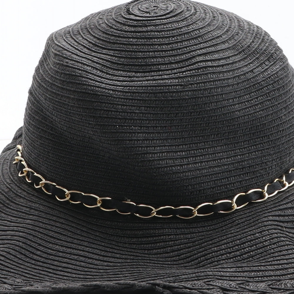 Matalan Womens Black Paper Sun Hat One Size - Chain Detail