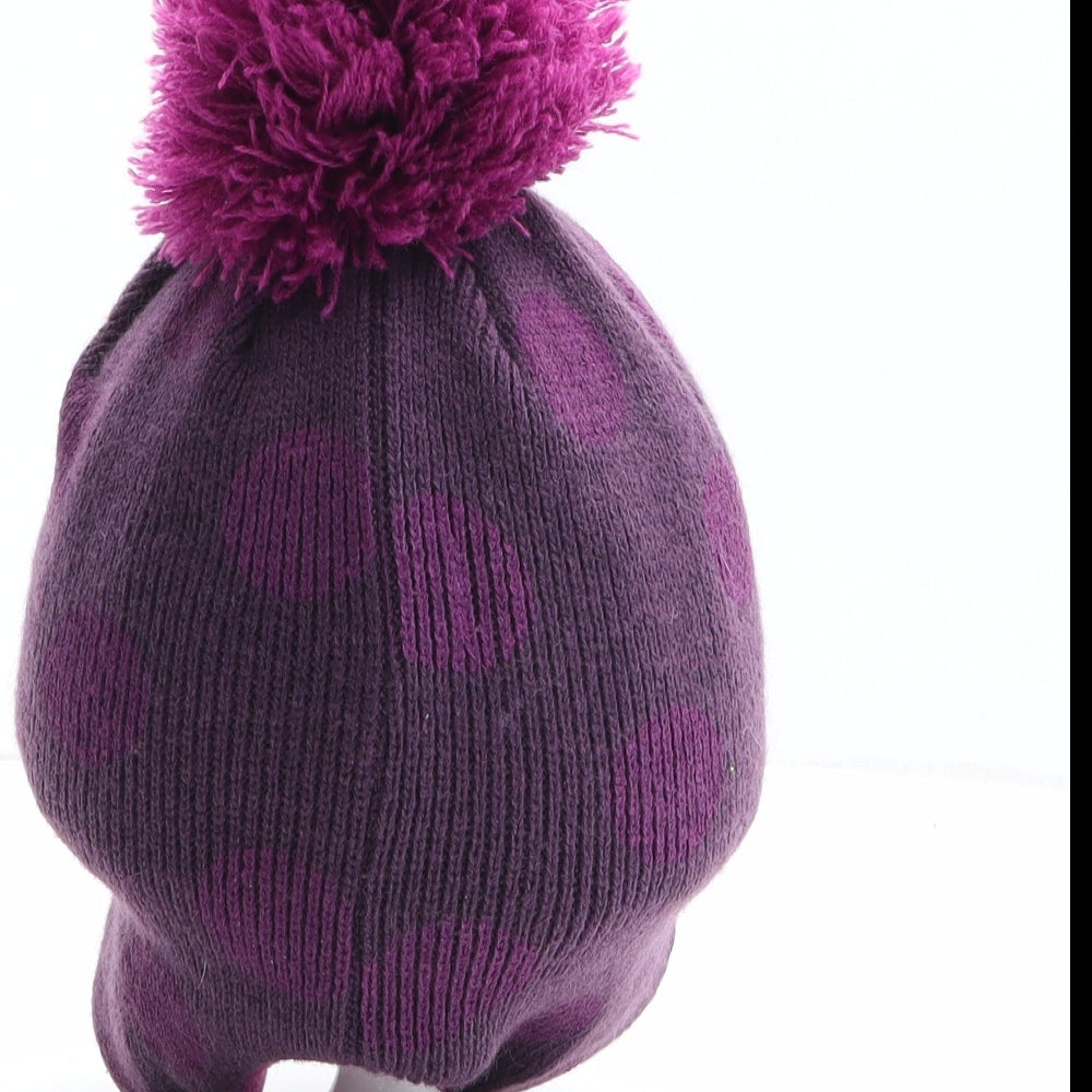 Disney Girls Purple Spotted Acrylic Winter Hat One Size - Size 2-4 years, Disney, Minnie Mouse