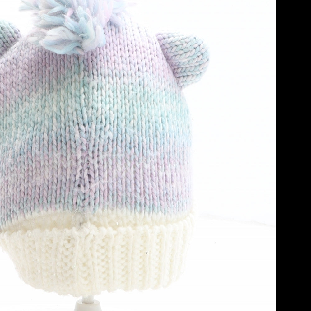 TU Girls Multicoloured Acrylic Bobble Hat One Size - Size 3-5 years, Unicorn Design