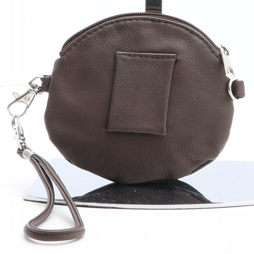 Preworn Womens Brown Solid Polyurethane Clutch Size Micro - Rose Detail, Belt Loop