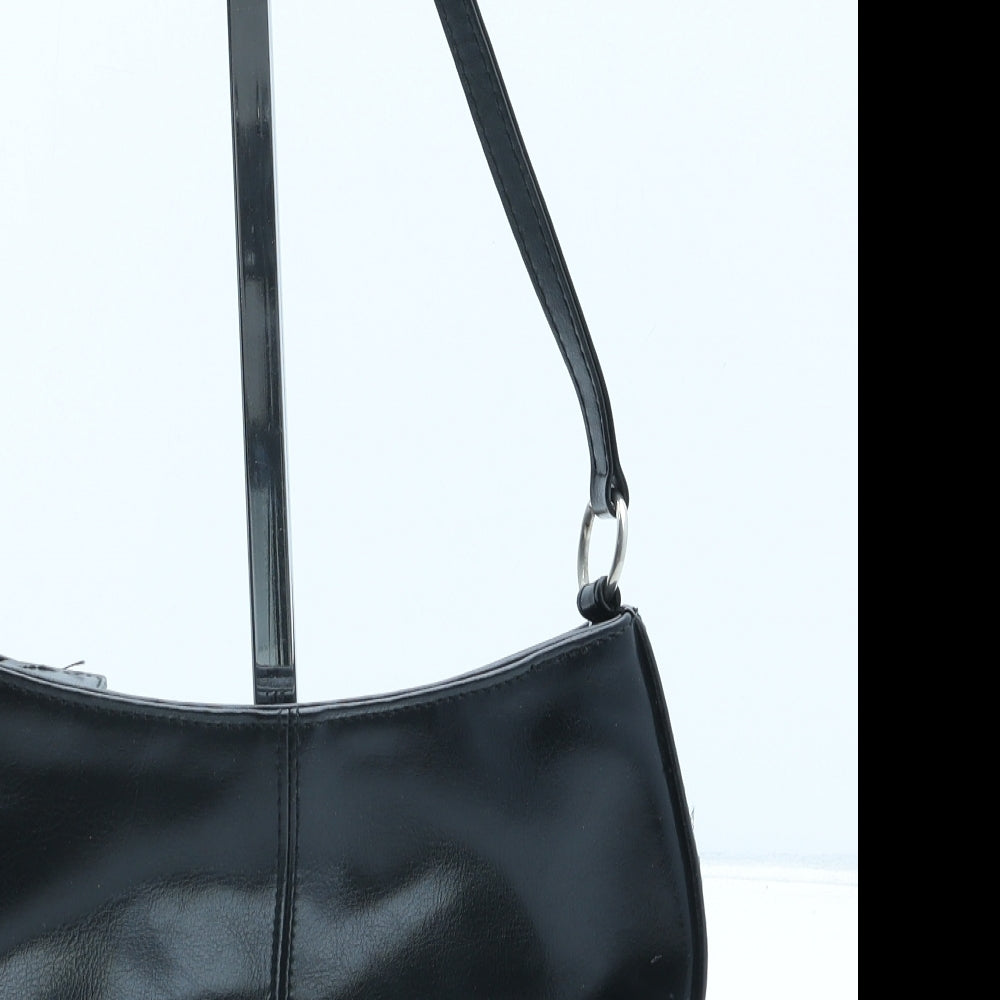 BHS Womens Black Polyurethane Shoulder Bag Size Small