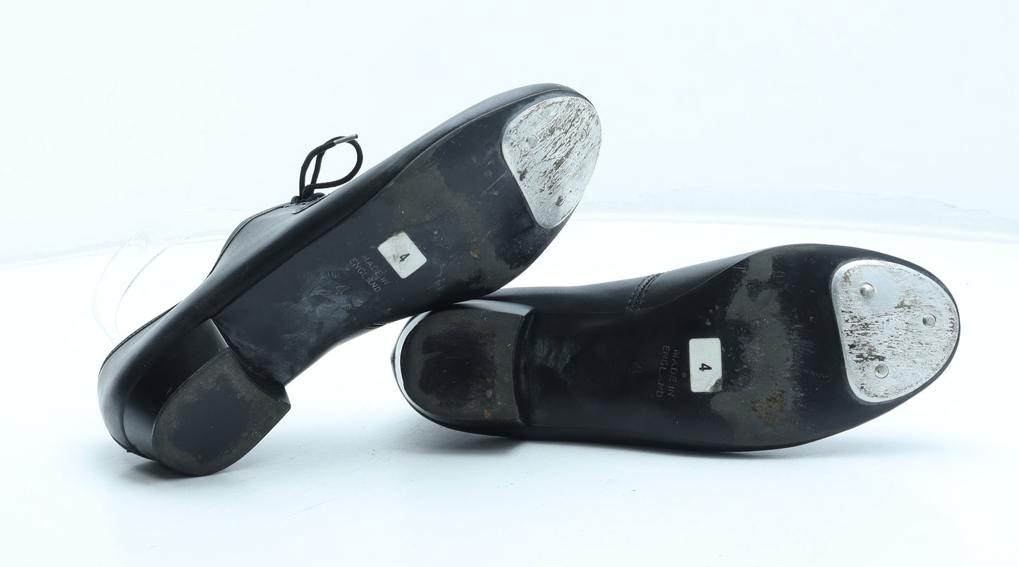 Preworn Girls Black Polyurethane Slip On Heel UK 4 - Tap Dance