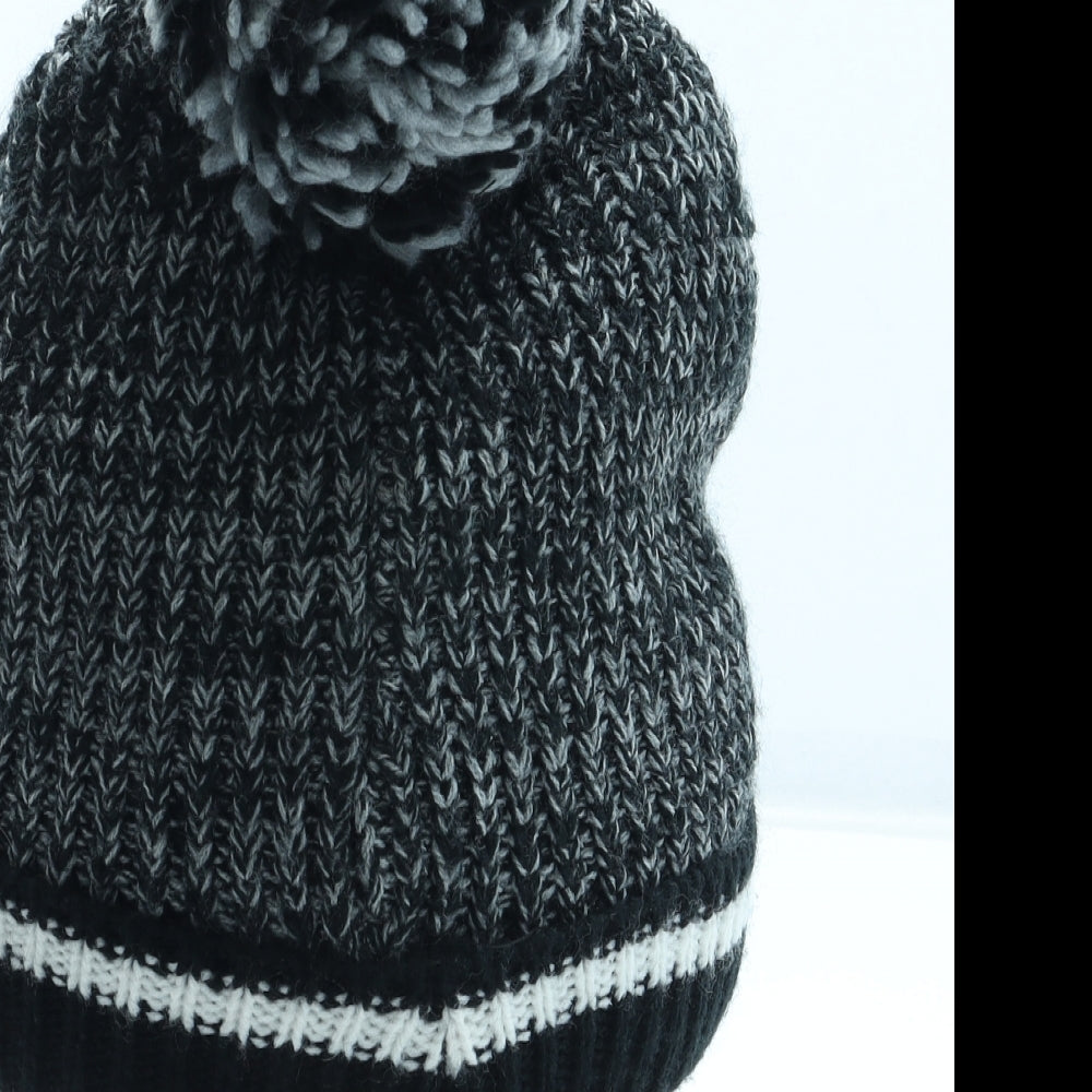 Marvel Boys Black Acrylic Bobble Hat Size S - Spiderman Size 3-6 Years