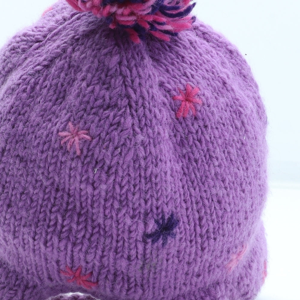 Pachamama Girls Purple Geometric Wool Winter Hat One Size