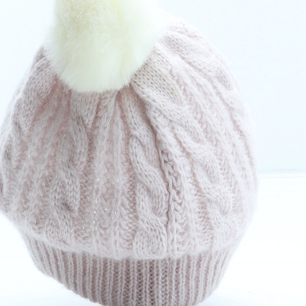 Happer Girl Girls Pink Acrylic Bobble Hat One Size - UK Size 7-12 Years