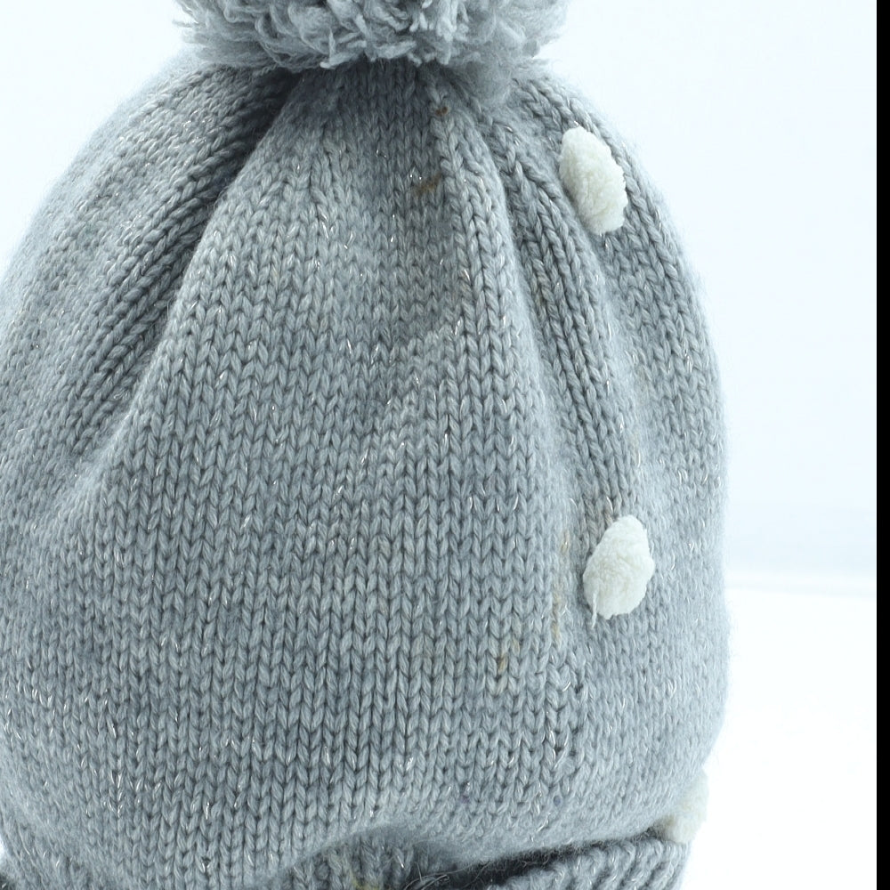 Preworn Womens Grey Acrylic Winter Hat Size L
