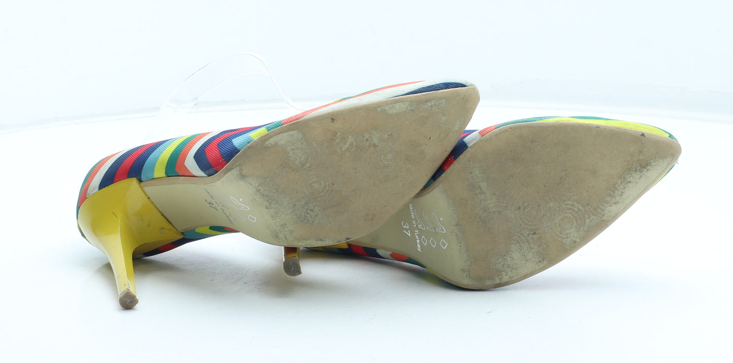 Preworn Womens Multicoloured Striped Polyester Court Heel UK
