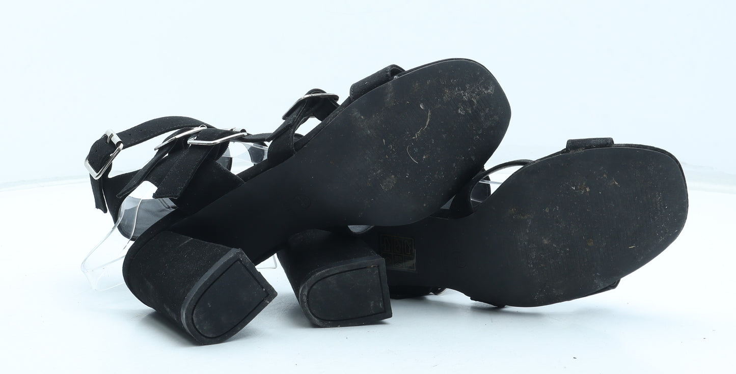 Truffle Womens Black Polyurethane Gladiator Heel UK