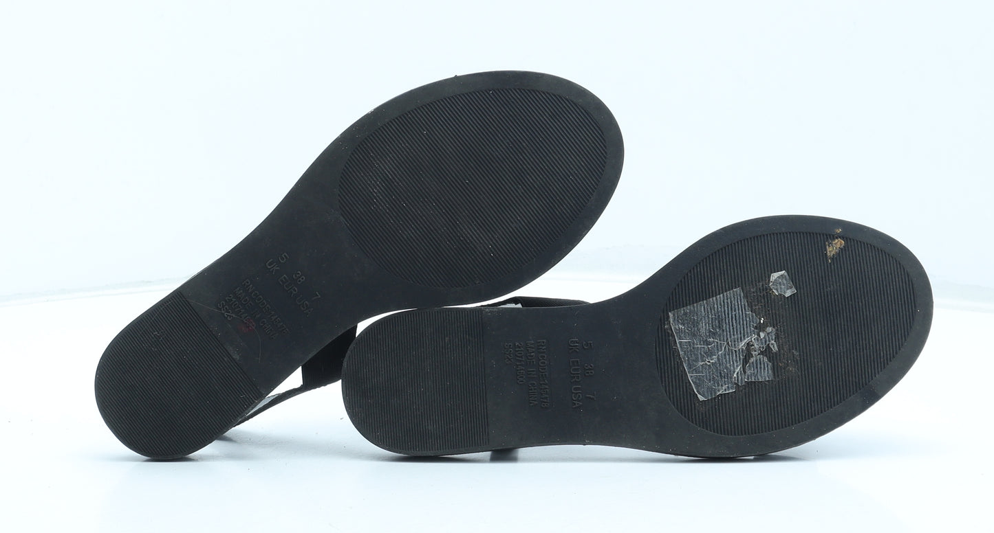 Primark Womens Black Synthetic Slip On Sandal UK - Wide Fit