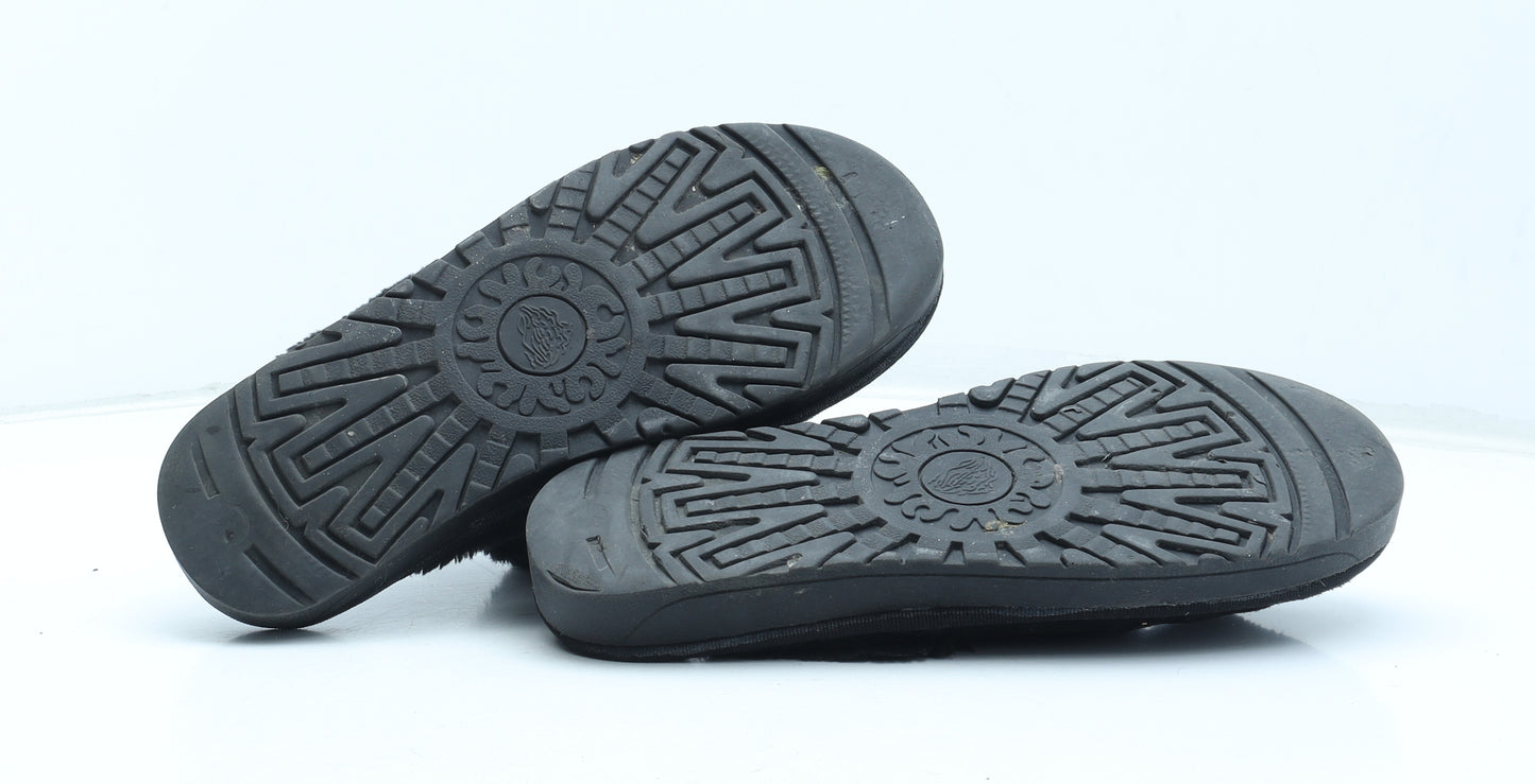 Beafasugg Womens Black Leather Slip On Flat UK - Snow Sliders. Estimate UK size 6