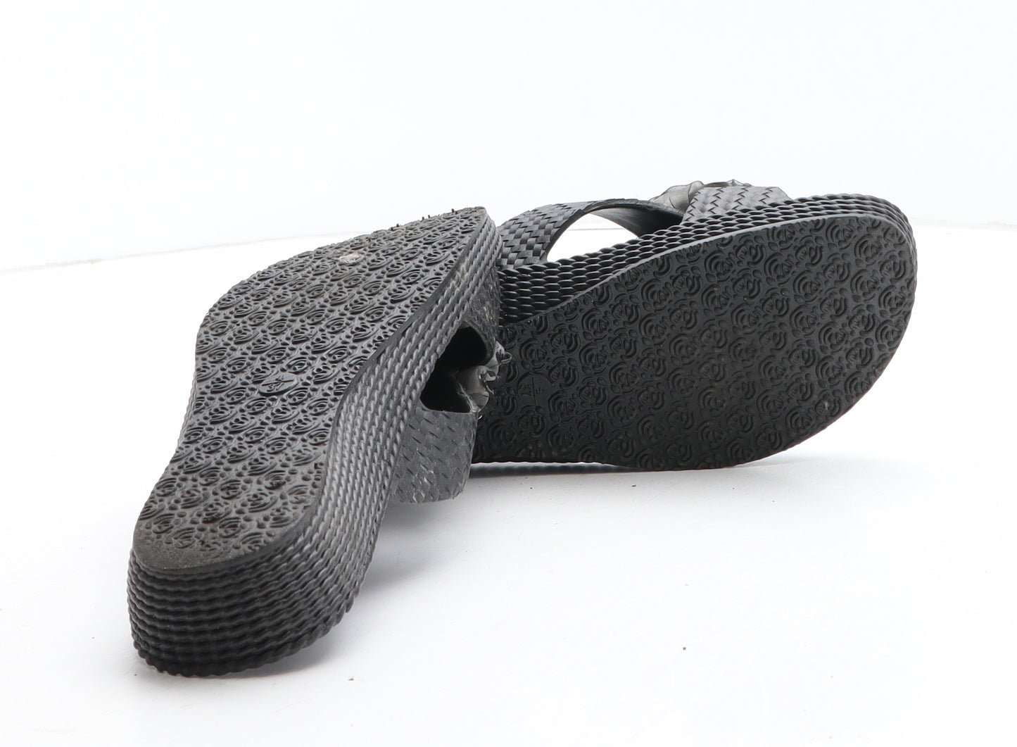 Preworn Womens Black Synthetic Slip On Sandal UK