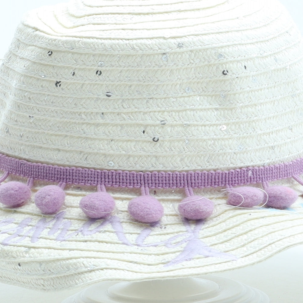 TU Girls White Straw Sun Hat Size S - Size 3-5 years