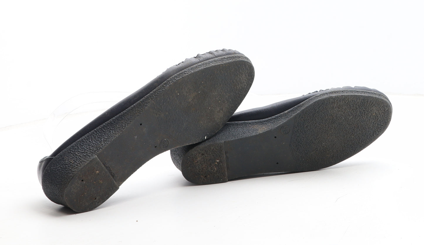 Preworn Womens Blue Leather Slip On Casual UK - UK Size Estimated 3