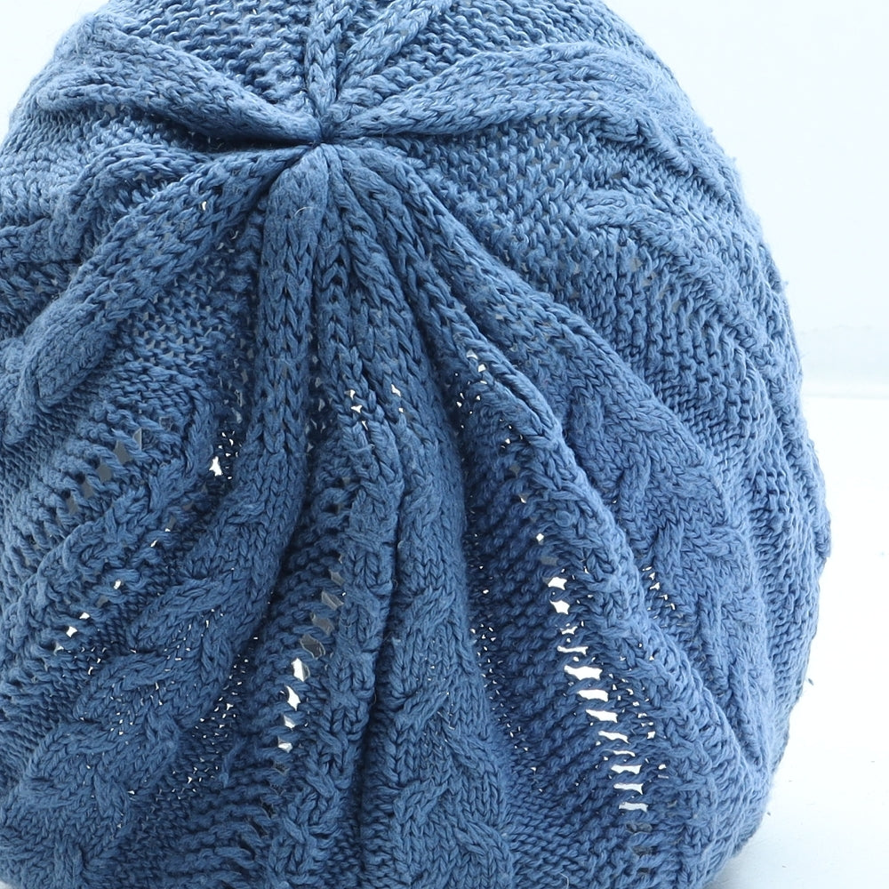 Divided Girls Blue Cotton Beanie One Size