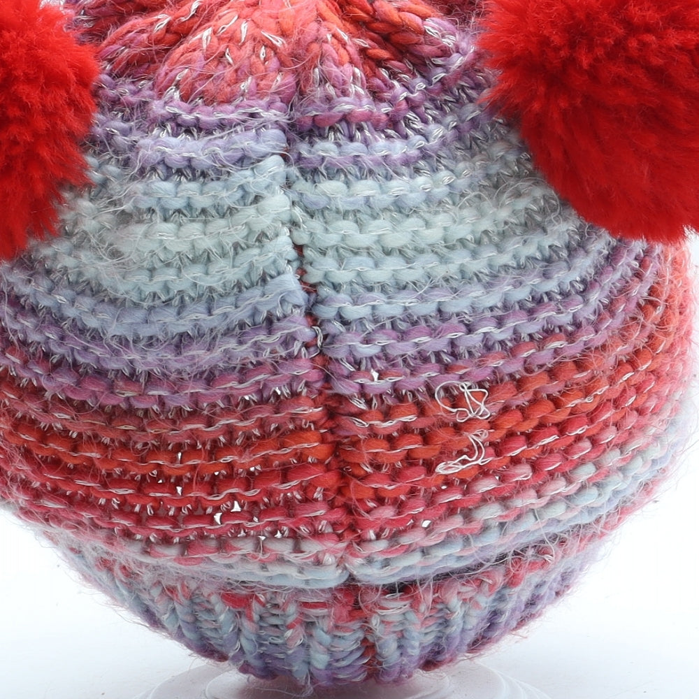 George Girls Multicoloured Colourblock Acrylic Bobble Hat One Size - UK Size 4-8 years